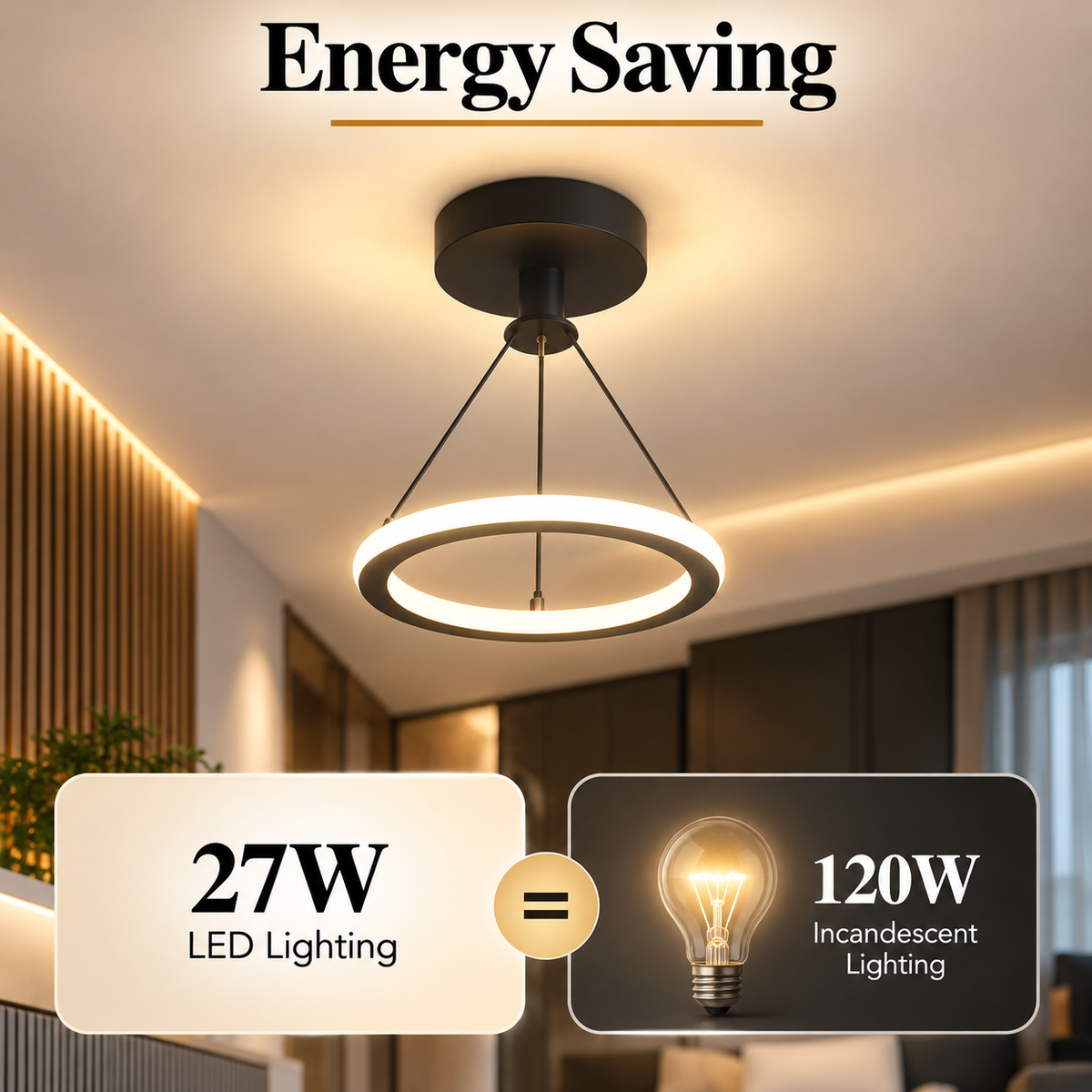 Plafonieră LED neagră, 27 W, Ø22 cm, 1200 lm, 3 funcții de iluminare