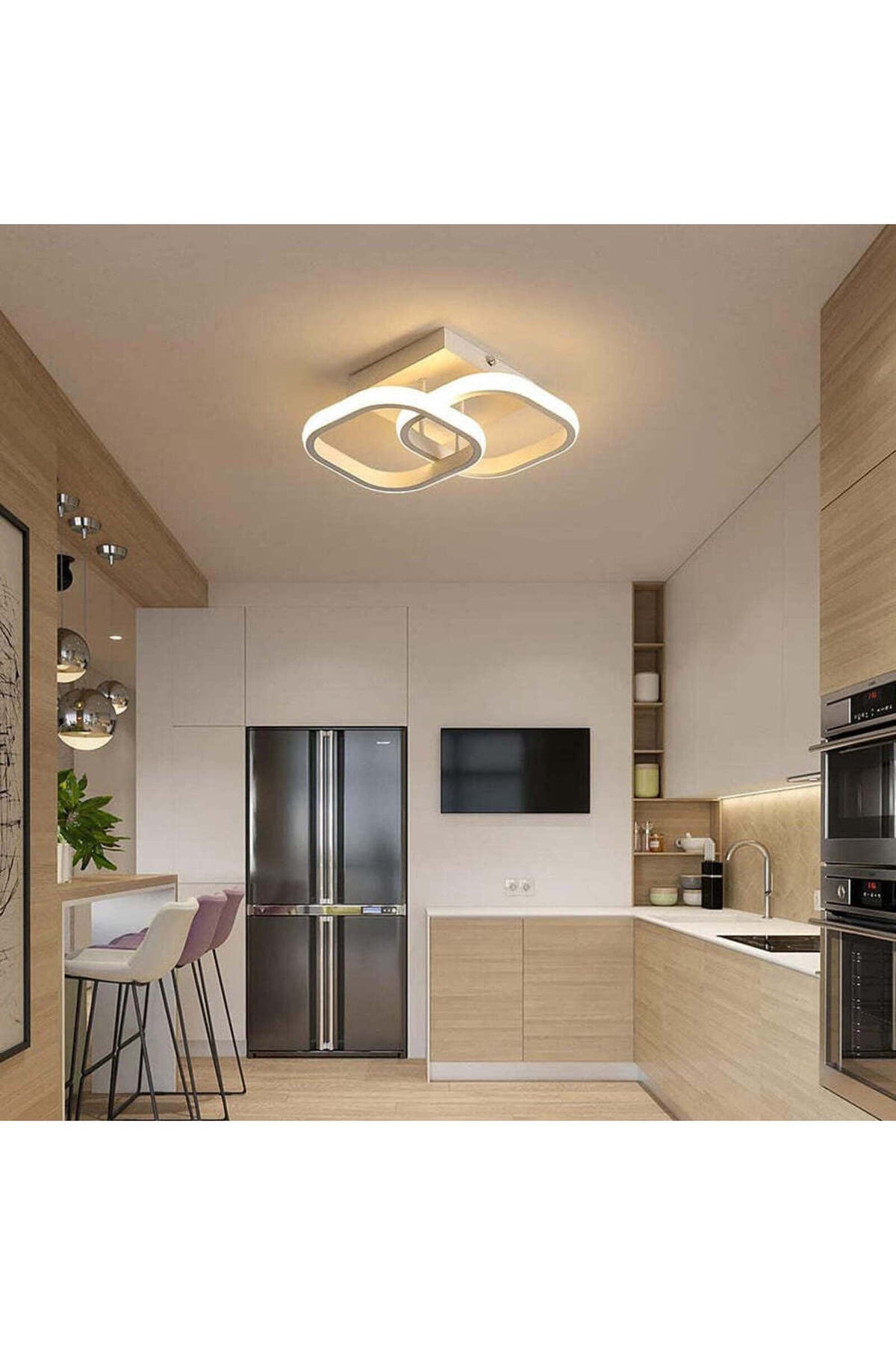 Plafonieră LED 32 W, design cu două pătrate, 3 culori, 240 x 160 mm