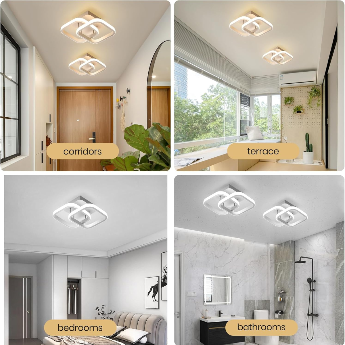 Plafonieră LED 32 W, design cu două pătrate, 3 culori, 240 x 160 mm