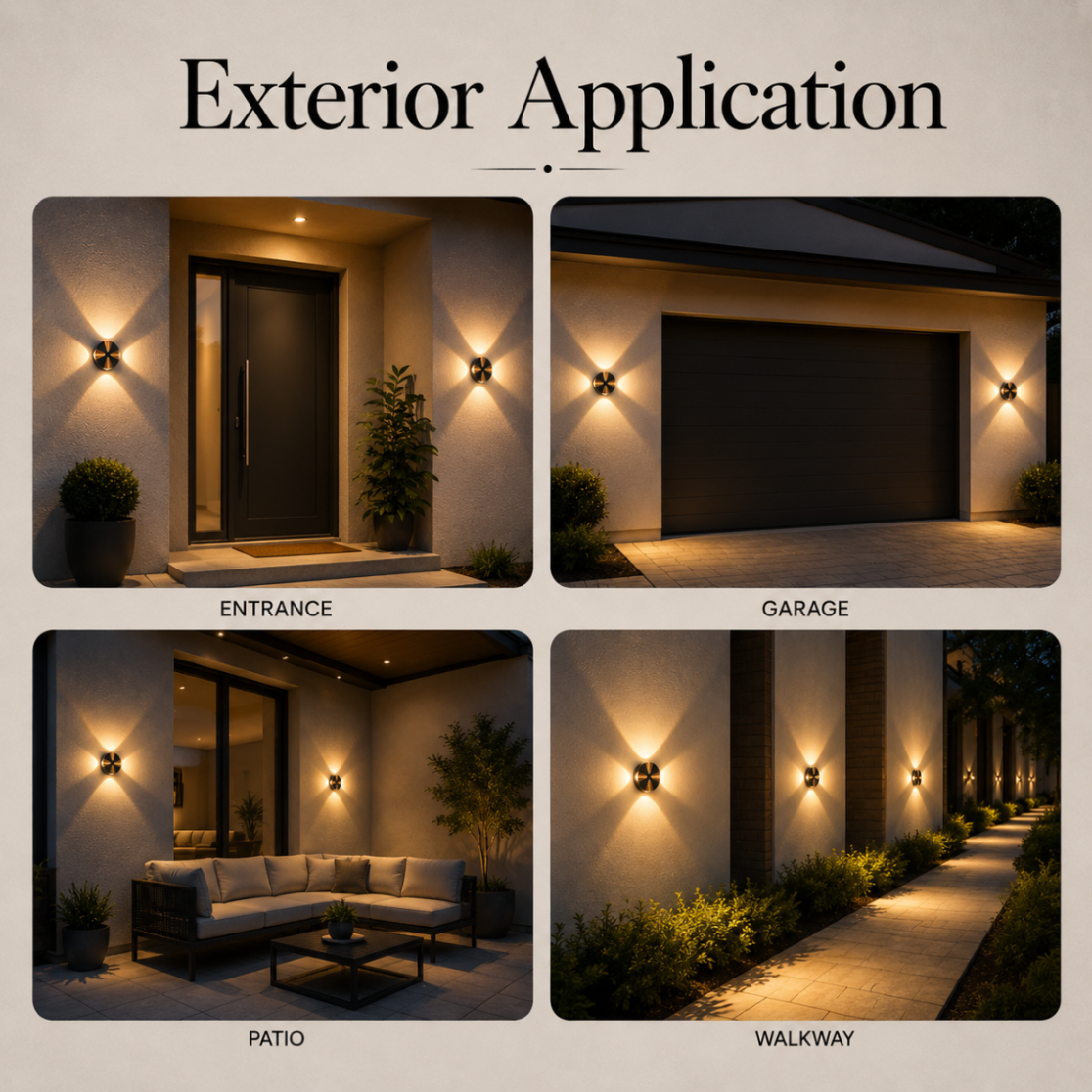 Aplică LED de exterior, 6 W, 540 lm, IP65, 3 culori, alb