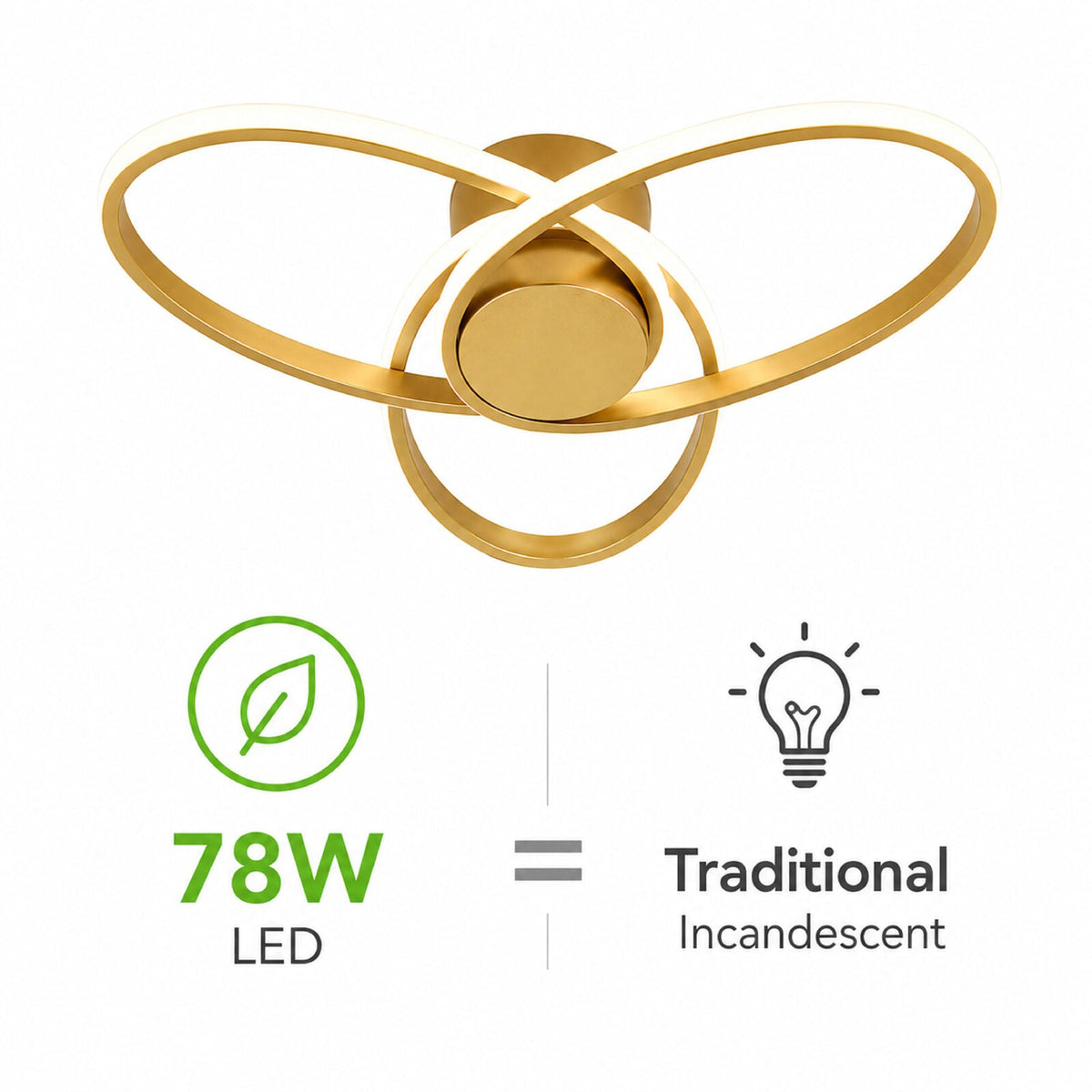 Pendul LED auriu, 47 cm, 78 W, 3 culori, dimabil, cu telecomandă