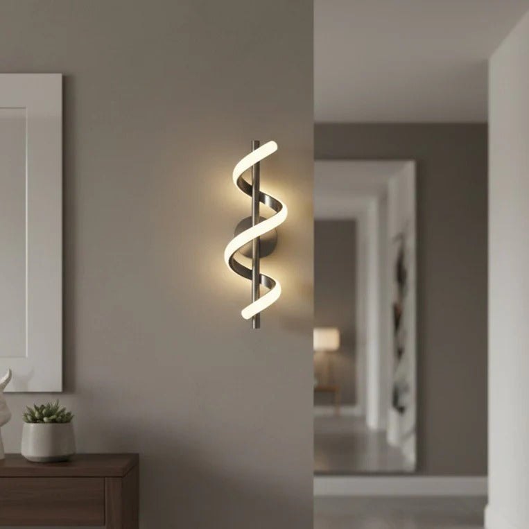 Aplică LED spiralată neagră, 15 W, 800 lm, 3 temperaturi de culoare