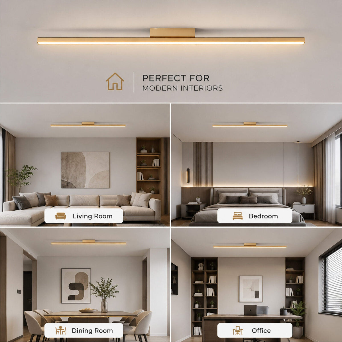 Plafonieră LED aurie cu 4 inele, 24 W, dimabilă, cu telecomandă
