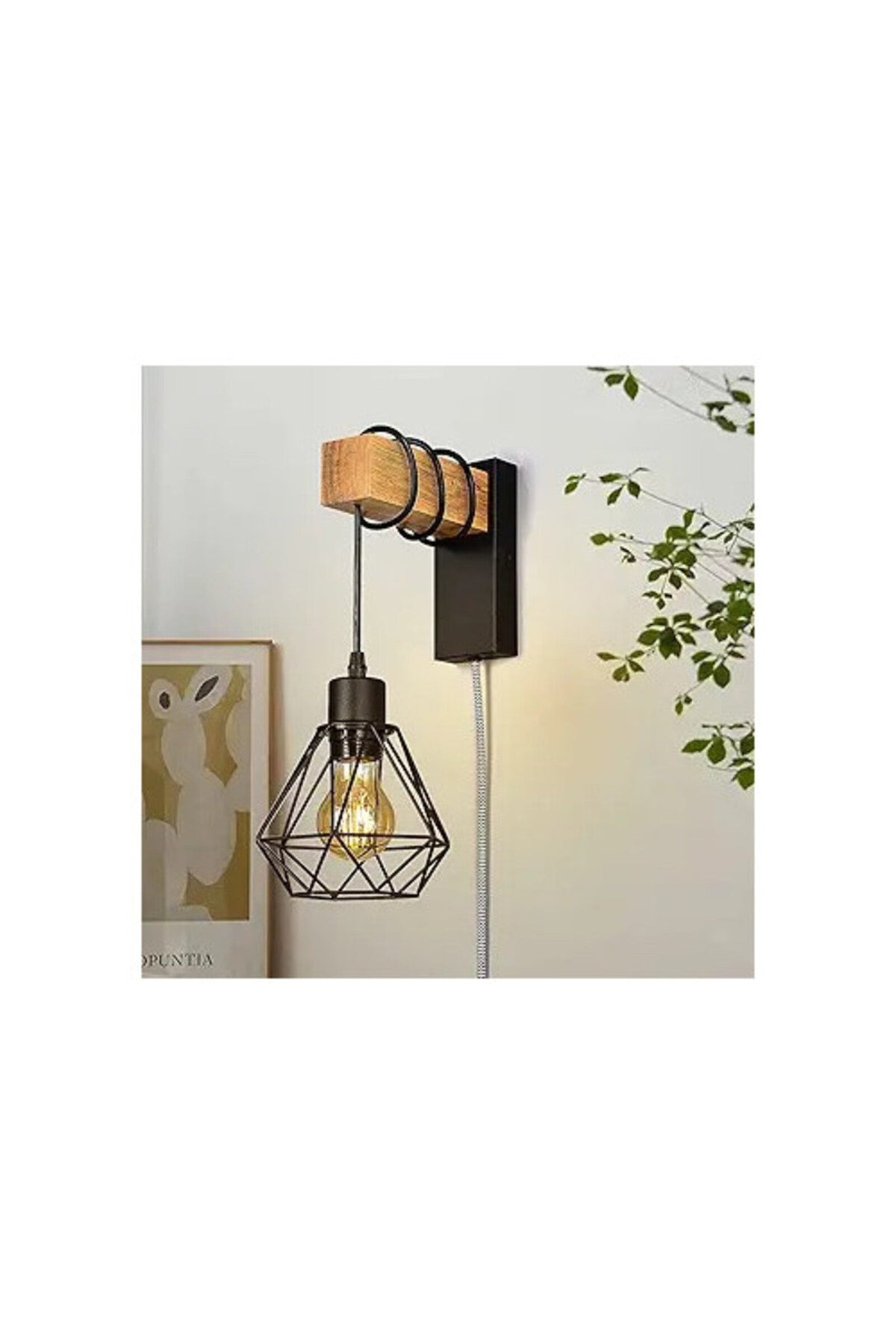 Lampă de perete cu finisaj lemn, soclu E27, 1 bec, max. 60 W