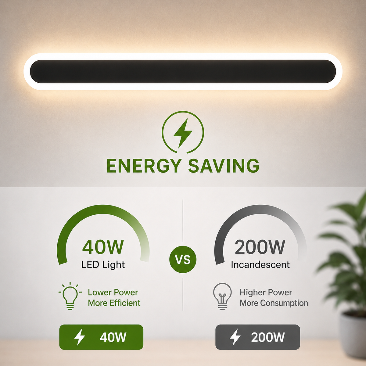 Lustră LED tip bară, 60 cm, 40 W, 4000 K, 5000 lm
