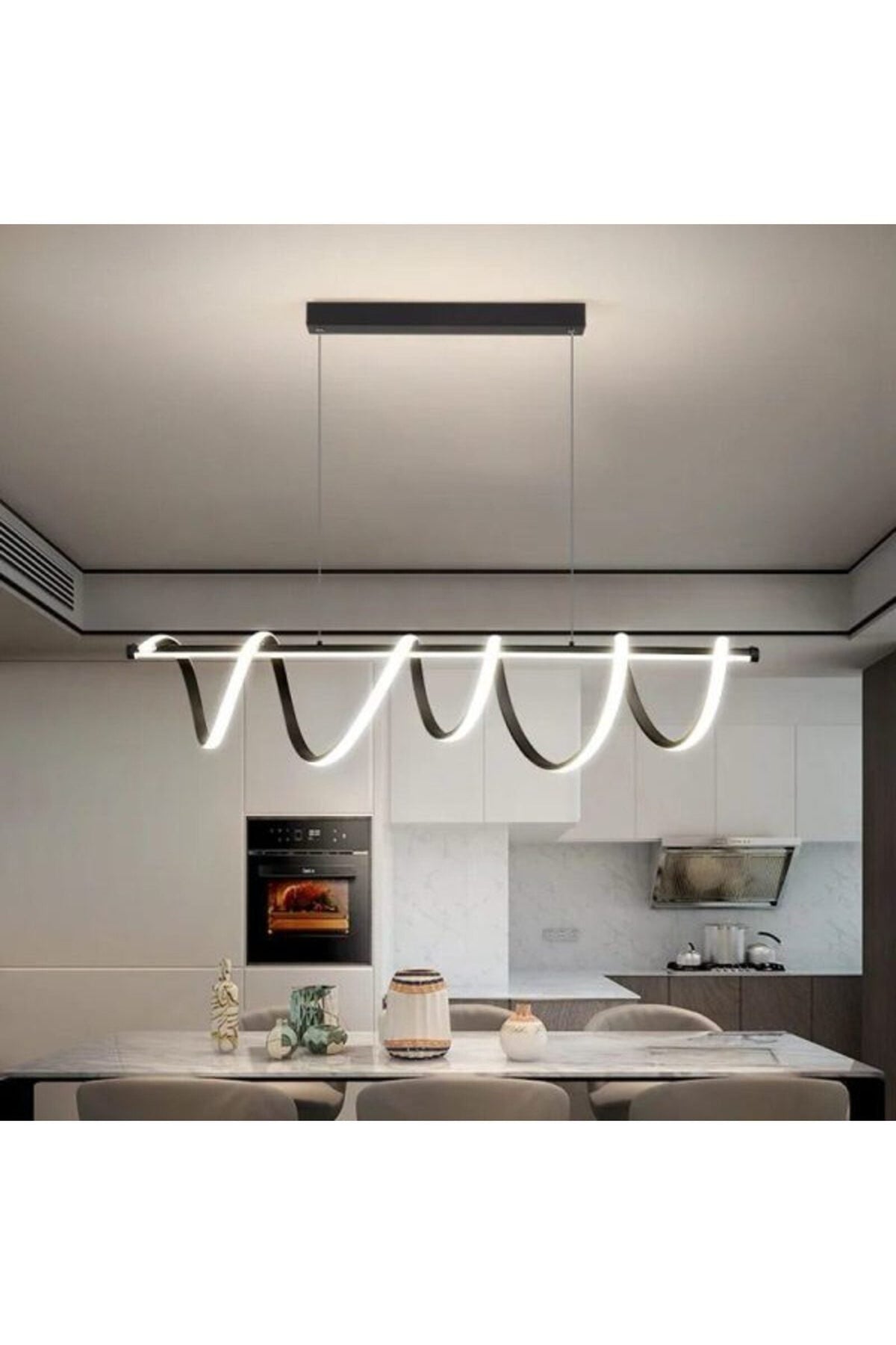 Lustră LED neagră, 94 W, 4500 lm, cu telecomandă