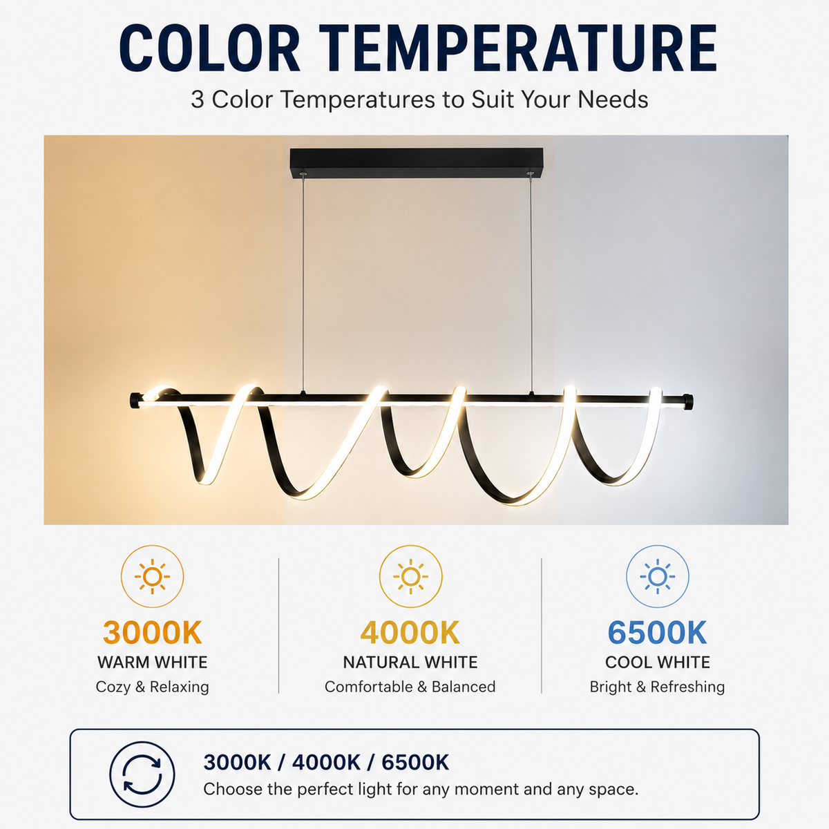 Lustră LED neagră, 94 W, 4500 lm, cu telecomandă