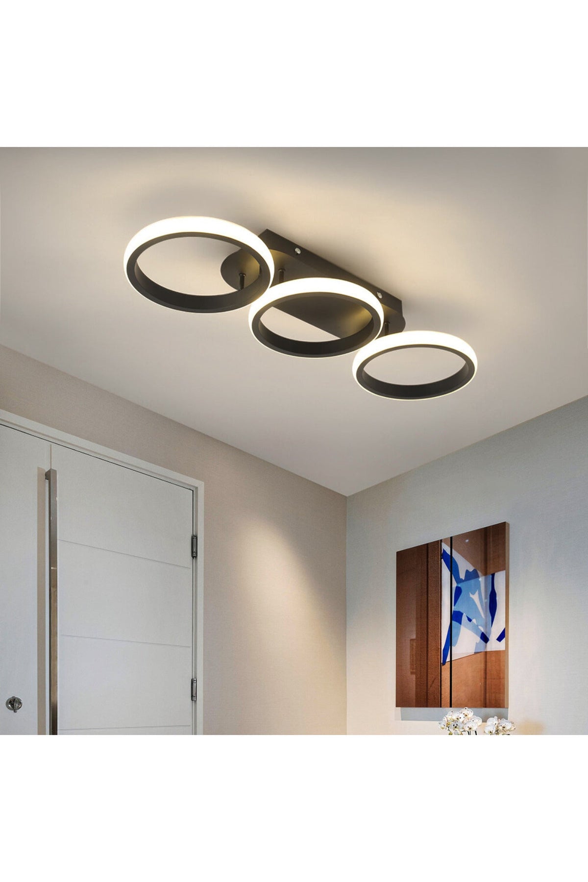 Plafonieră LED 66 W, 3000 lm, dimabilă, 3 culori, Wi-Fi și telecomandă