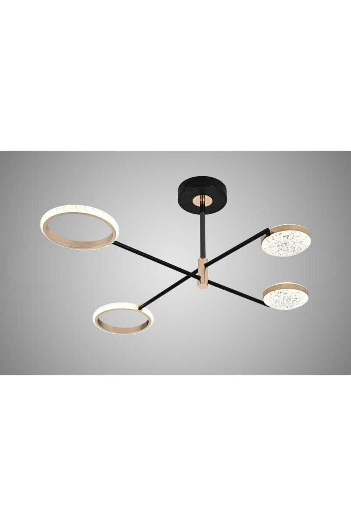 Plafonieră LED maro 42 W, 4 surse, Wi-Fi, telecomandă, dimabilă, 3 culori