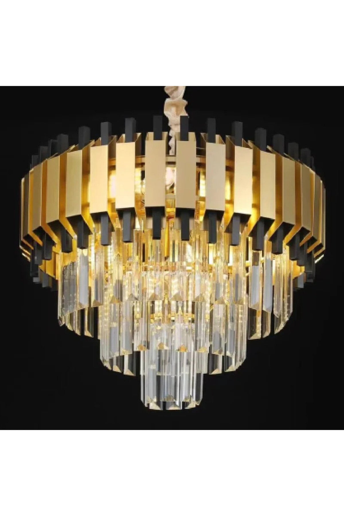 Candelabru modern auriu cu cristale, 60 cm, 11 x E14