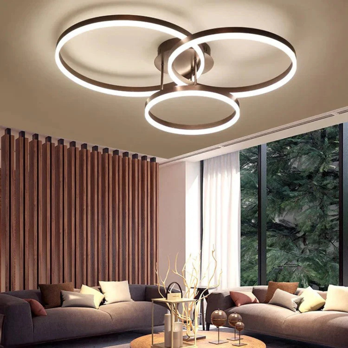 Plafonieră LED neagră 136 W, 6 surse, cu telecomandă, 2500 lm