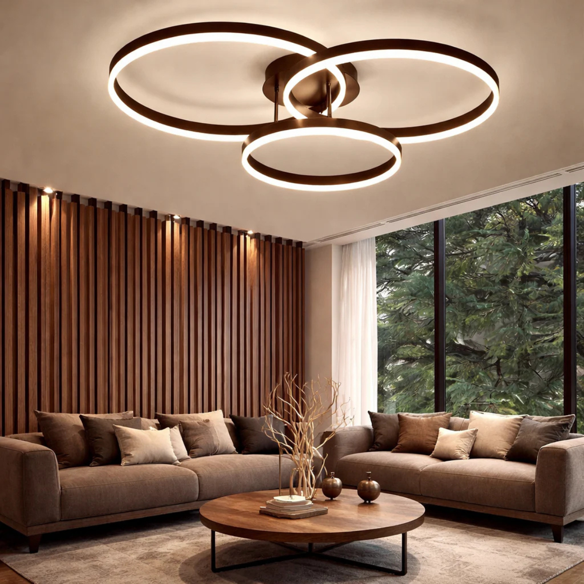 Plafonieră LED neagră 136 W, 6 surse, cu telecomandă, 2500 lm
