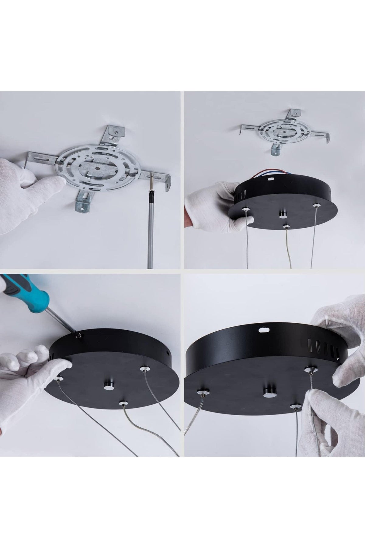 Lustră LED neagră cu cristale, 50 cm, WiFi, 3 culori, dimabilă