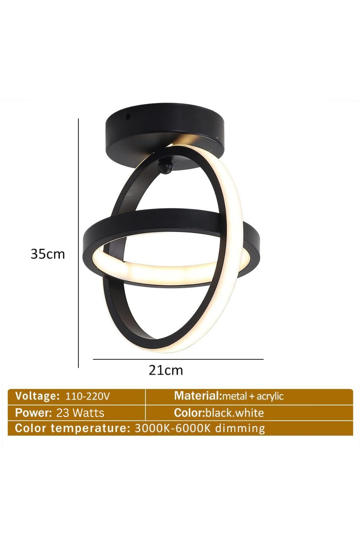 Pendul LED negru, 23 W, Ø22 cm, 3 trepte de temperatură a culorii