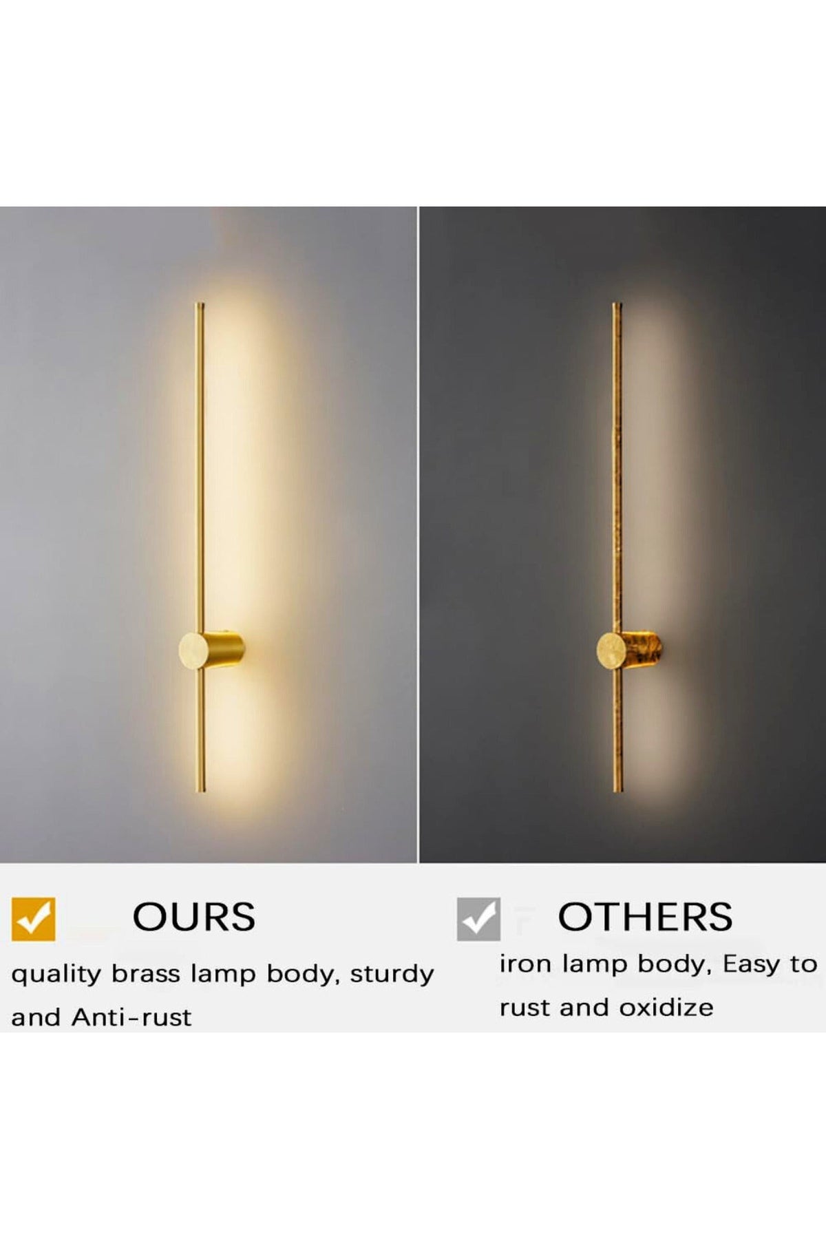 Aplică LED de perete aurie, 80 cm, 26 W, 3 temperaturi de culoare