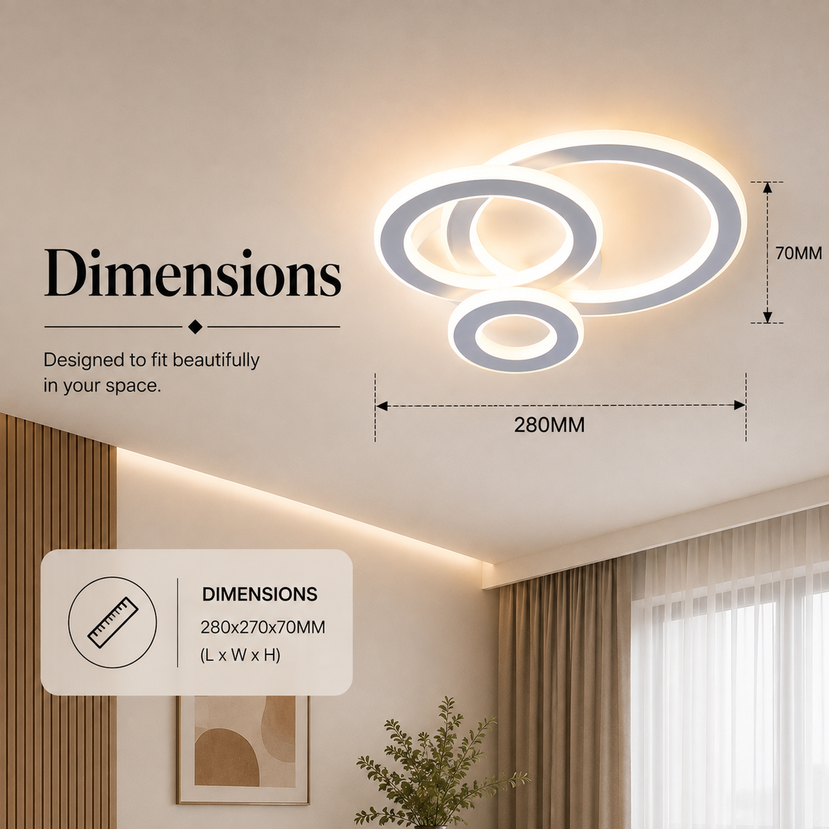 Plafonieră LED albă 52 W, 3 temperaturi de culoare, 3000–6500 K