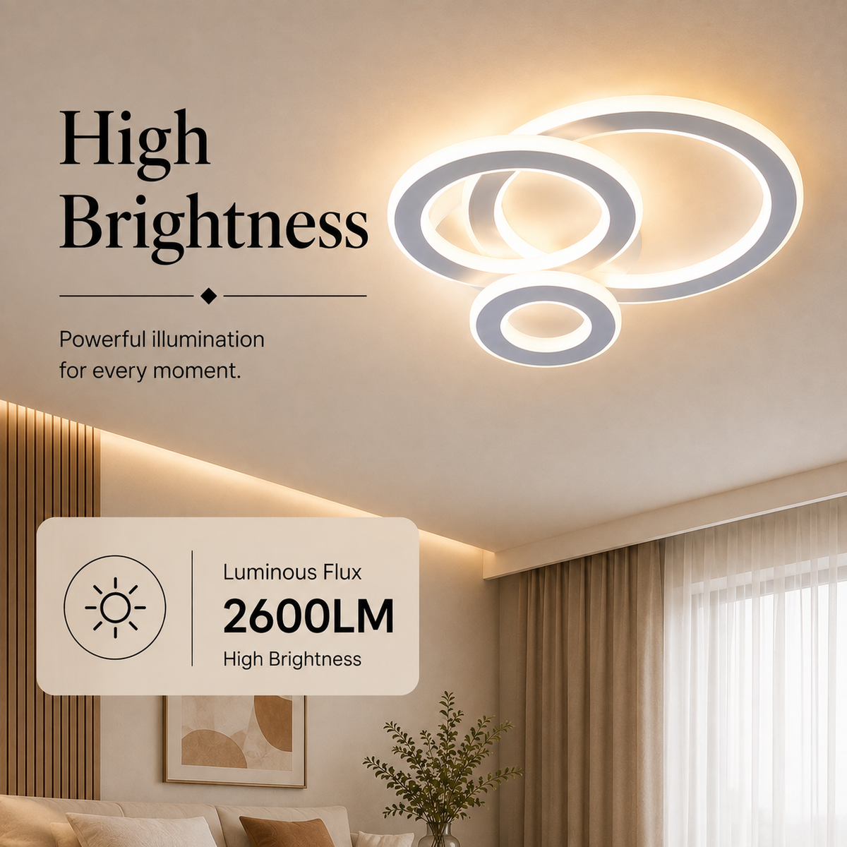 Plafonieră LED albă 52 W, 3 temperaturi de culoare, 3000–6500 K
