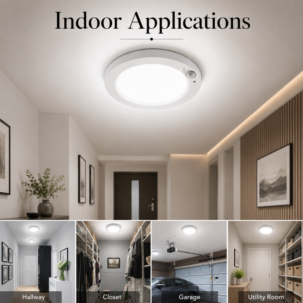 Aplică LED de interior, 24 W, albă, cu senzor de mișcare