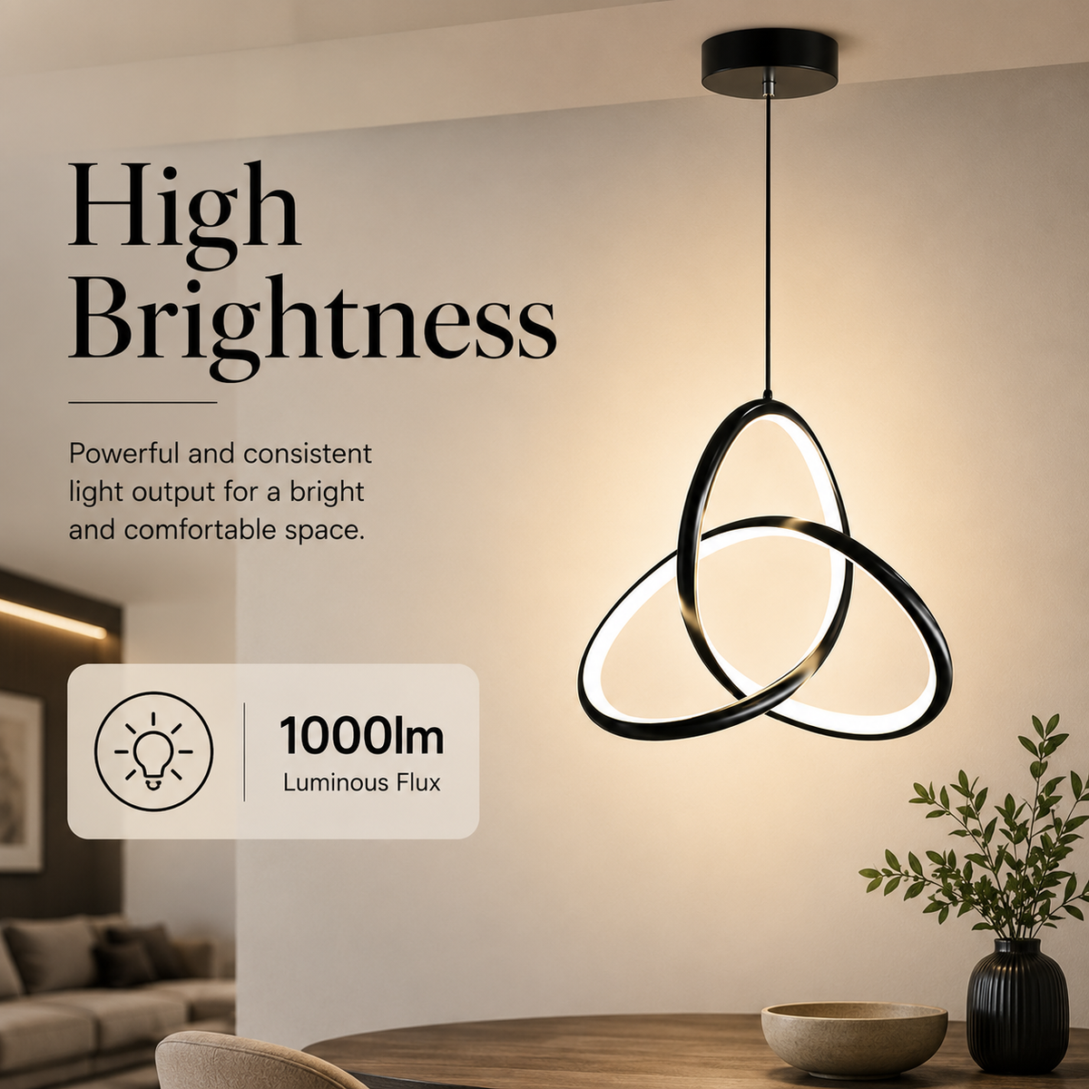 Plafonieră LED circulară neagră, 20W, 3 temperaturi de culoare, IP20