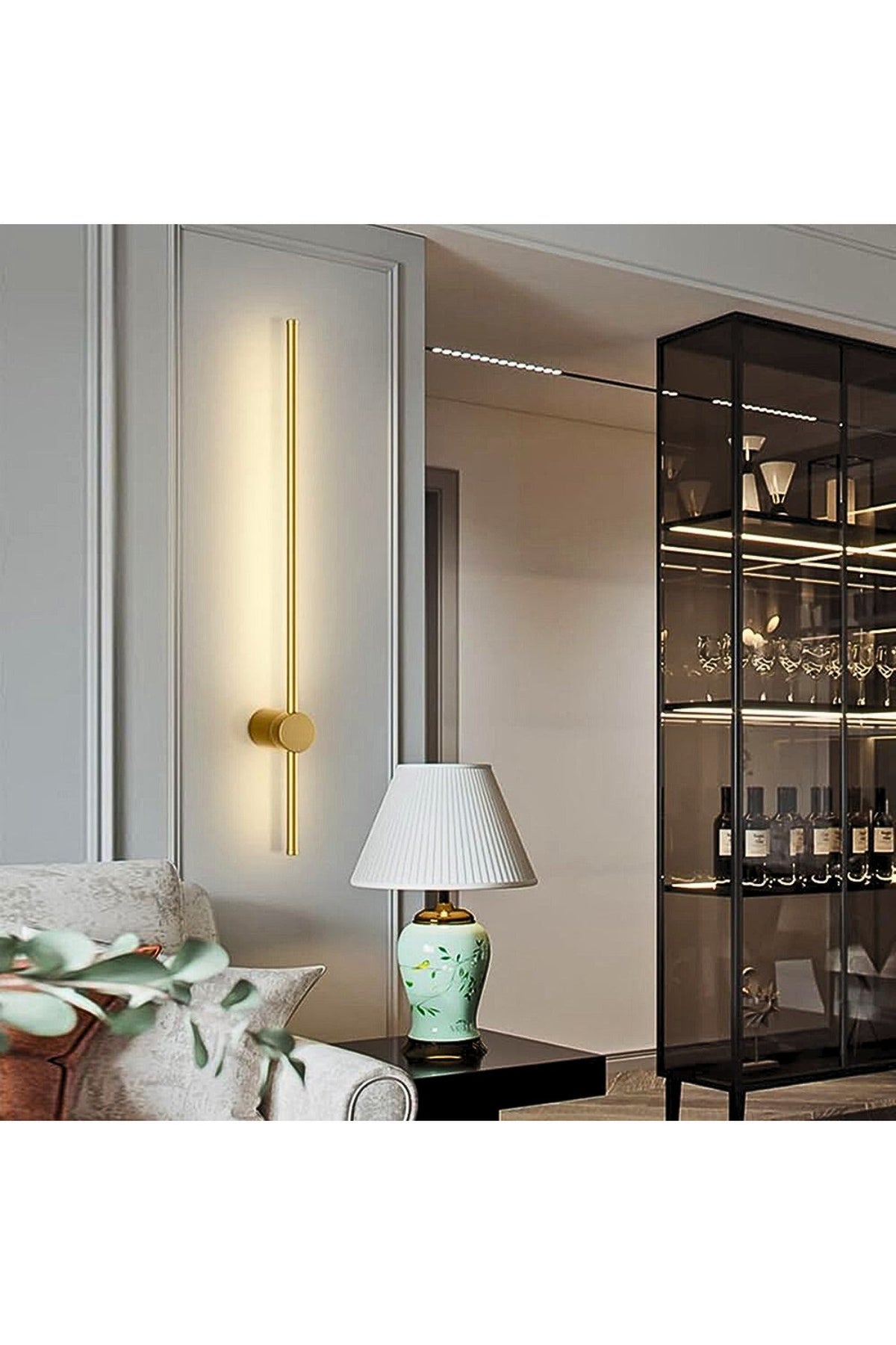 Aplică LED de perete 100 cm, 34 W, aurie, 3 temperaturi de culoare