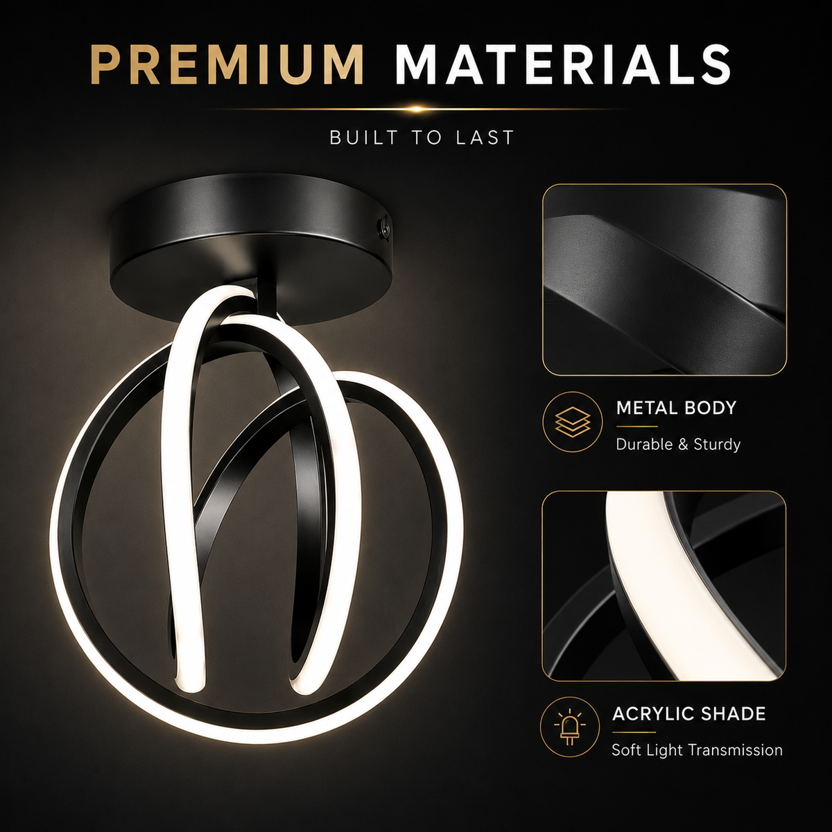 Spot LED încastrat negru pentru tavan, 28 W, 3000 lm, metal și acril