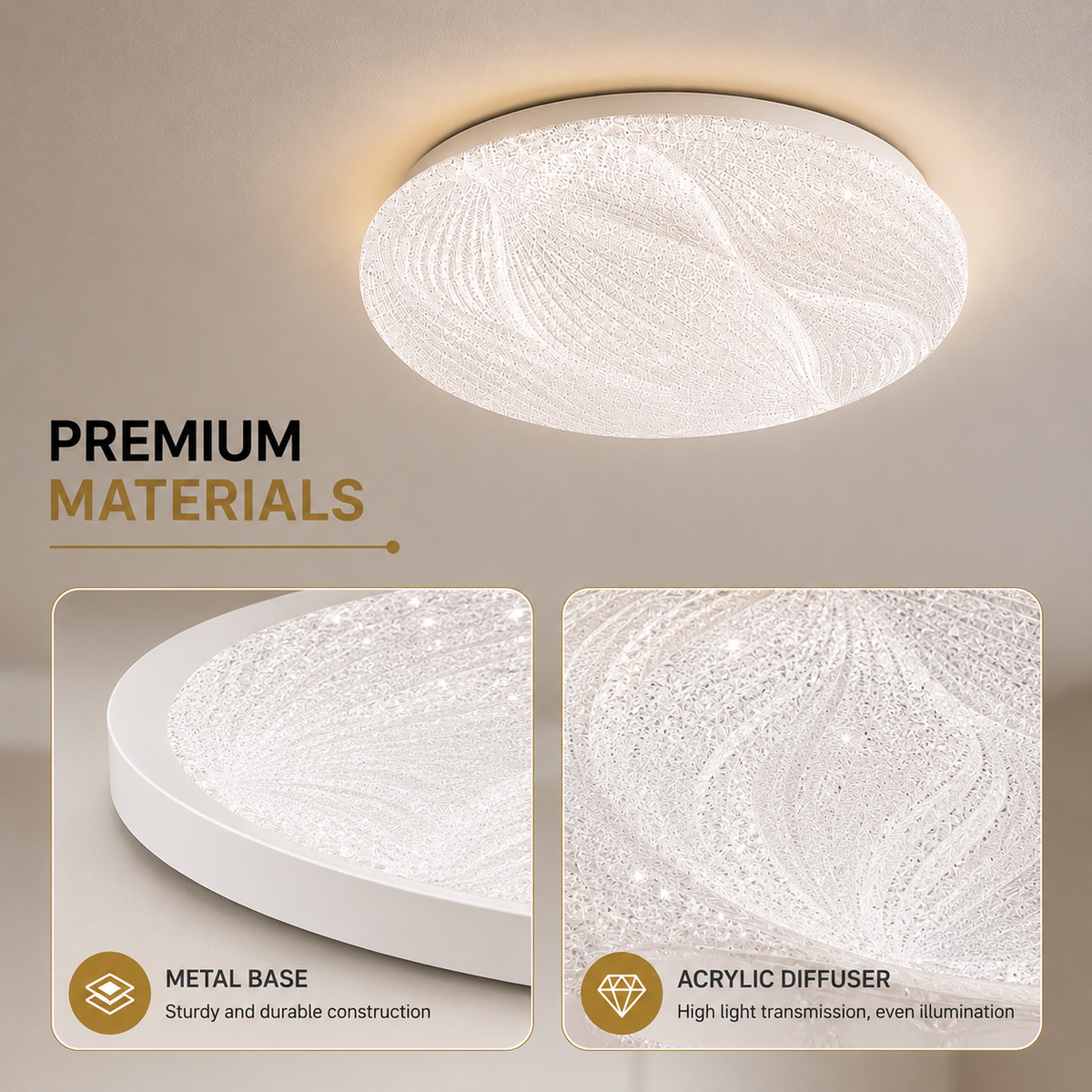 Plafonieră LED 30 W, 3 temperaturi de culoare, albă, Ø23 cm
