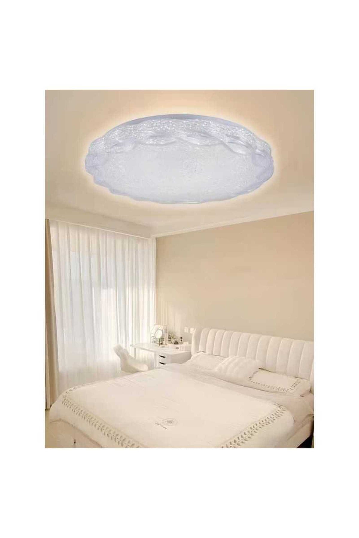 Plafonieră LED albă, Ø35 cm, cu telecomandă și 3 moduri de iluminare