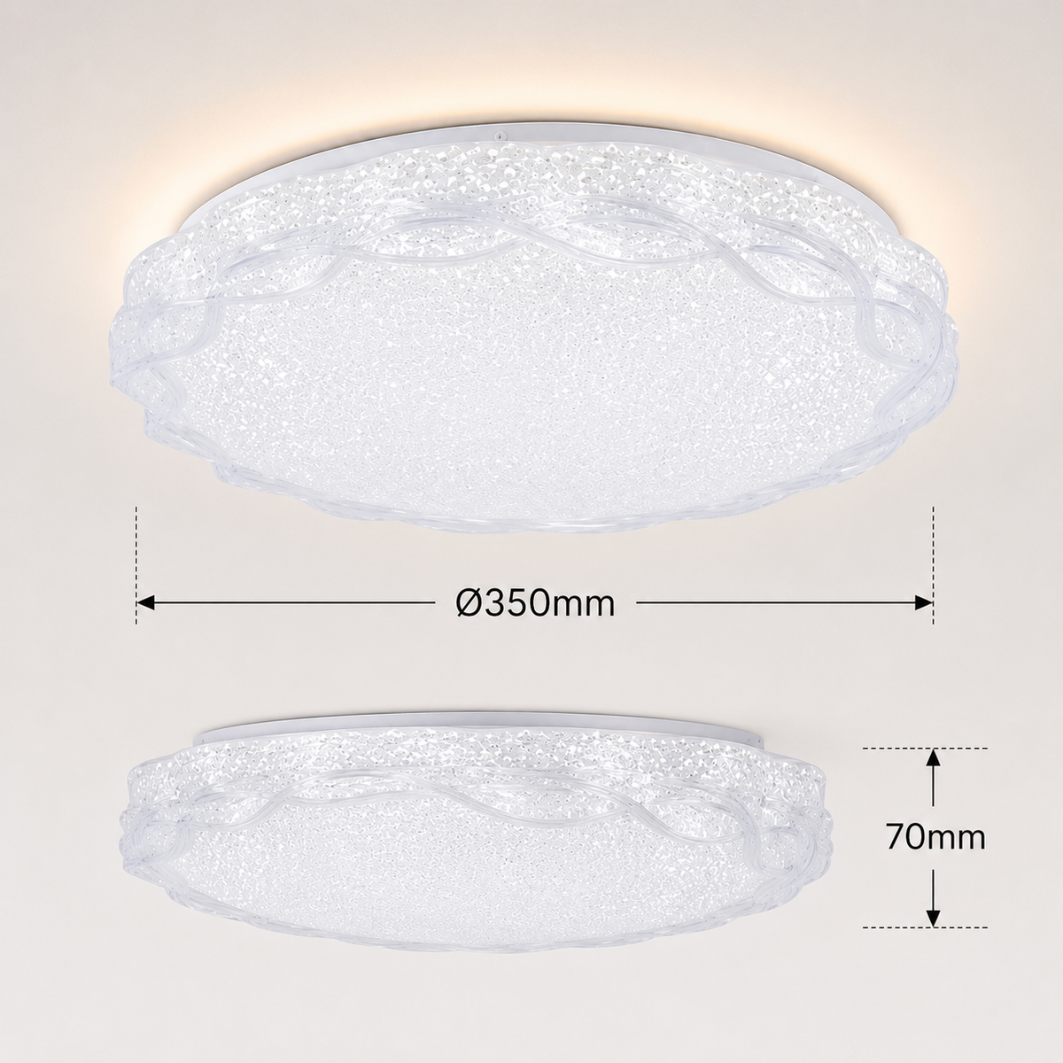 Plafonieră LED albă, Ø35 cm, cu telecomandă și 3 moduri de iluminare