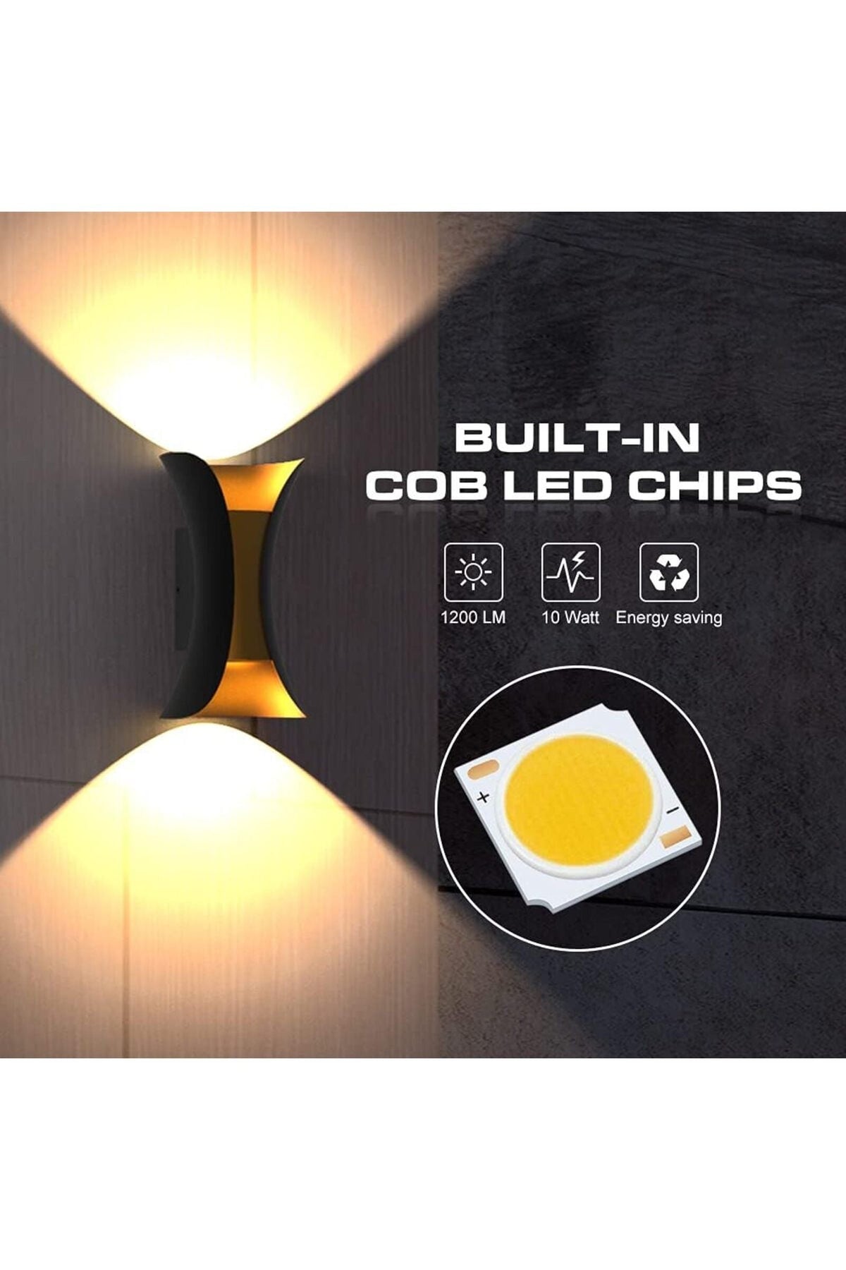 Aplica LED de exterior Clada, 10 W, aluminiu și acril, negru-auriu