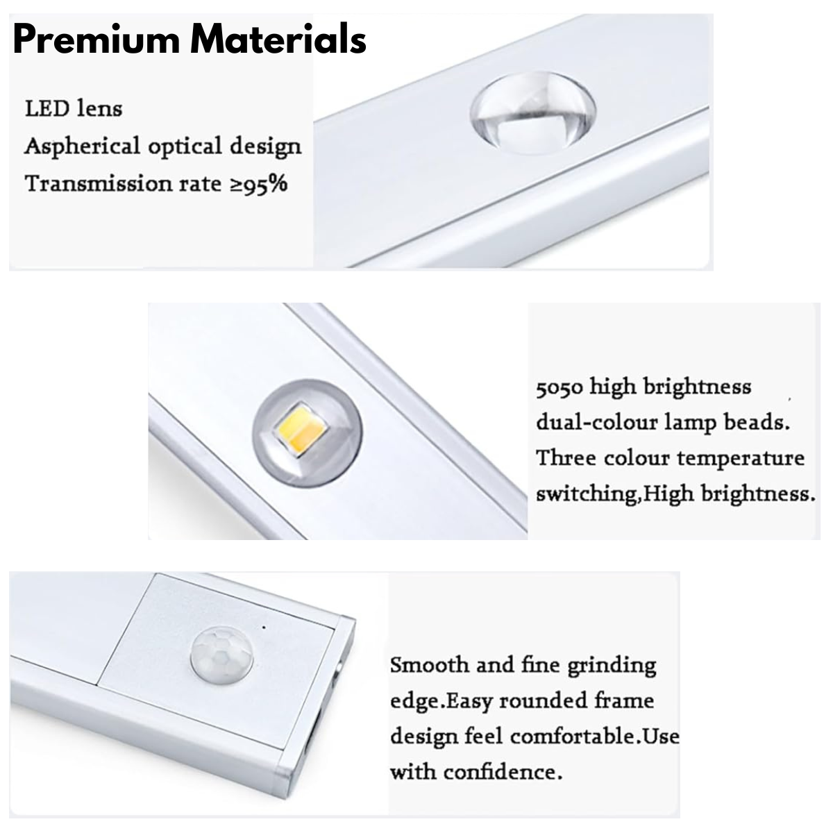 Lampă LED magnetică cu senzor de mișcare, 30 cm, 3 temperaturi de culoare