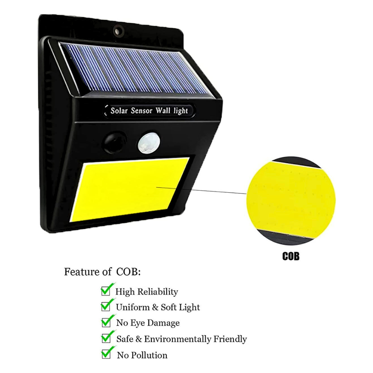 Lampă solară LED de exterior cu senzor de mișcare, 48 LED-uri COB, 5 W
