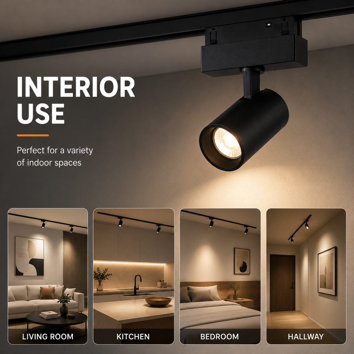 Spot LED pentru șină magnetică 48V, 10W, dimabil, 3 CCT, 1000 lm
