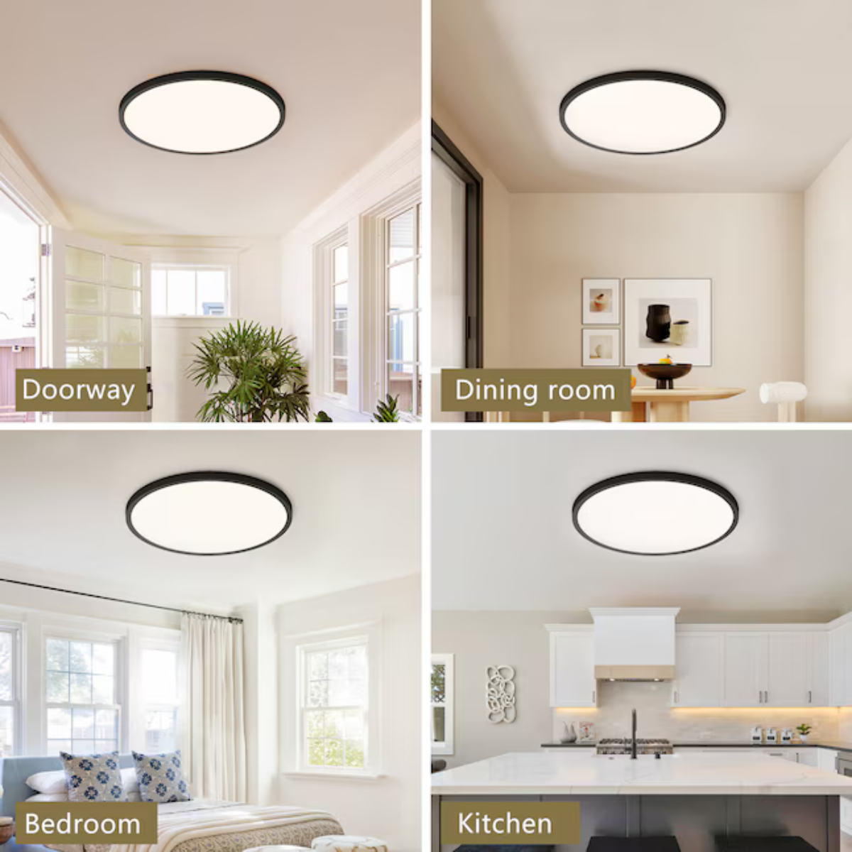 Plafonieră LED neagră Ø50 cm, 60 W, 4000 lm, 3 culori, IP44