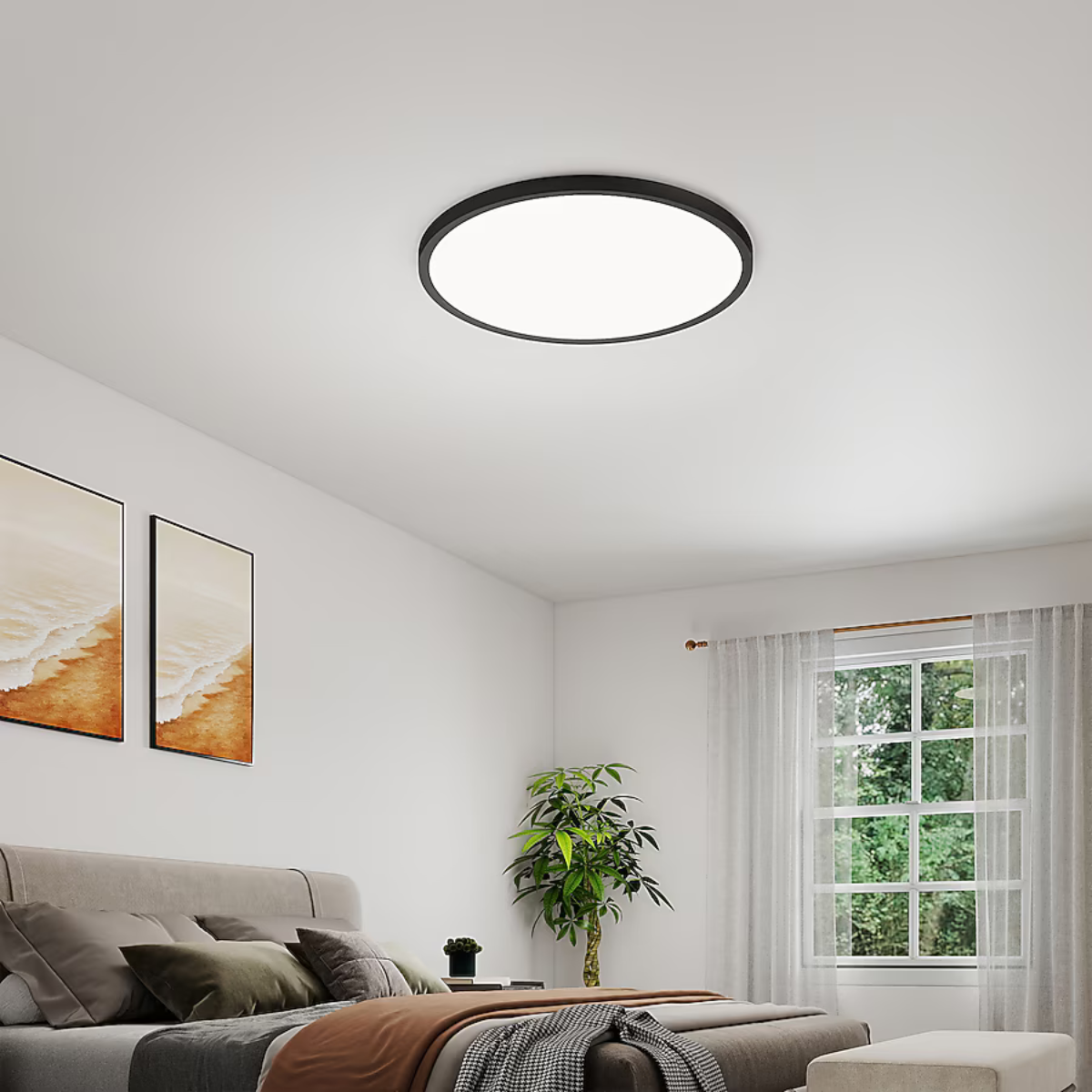 Plafonieră LED neagră Ø50 cm, 60 W, 4000 lm, 3 culori, IP44