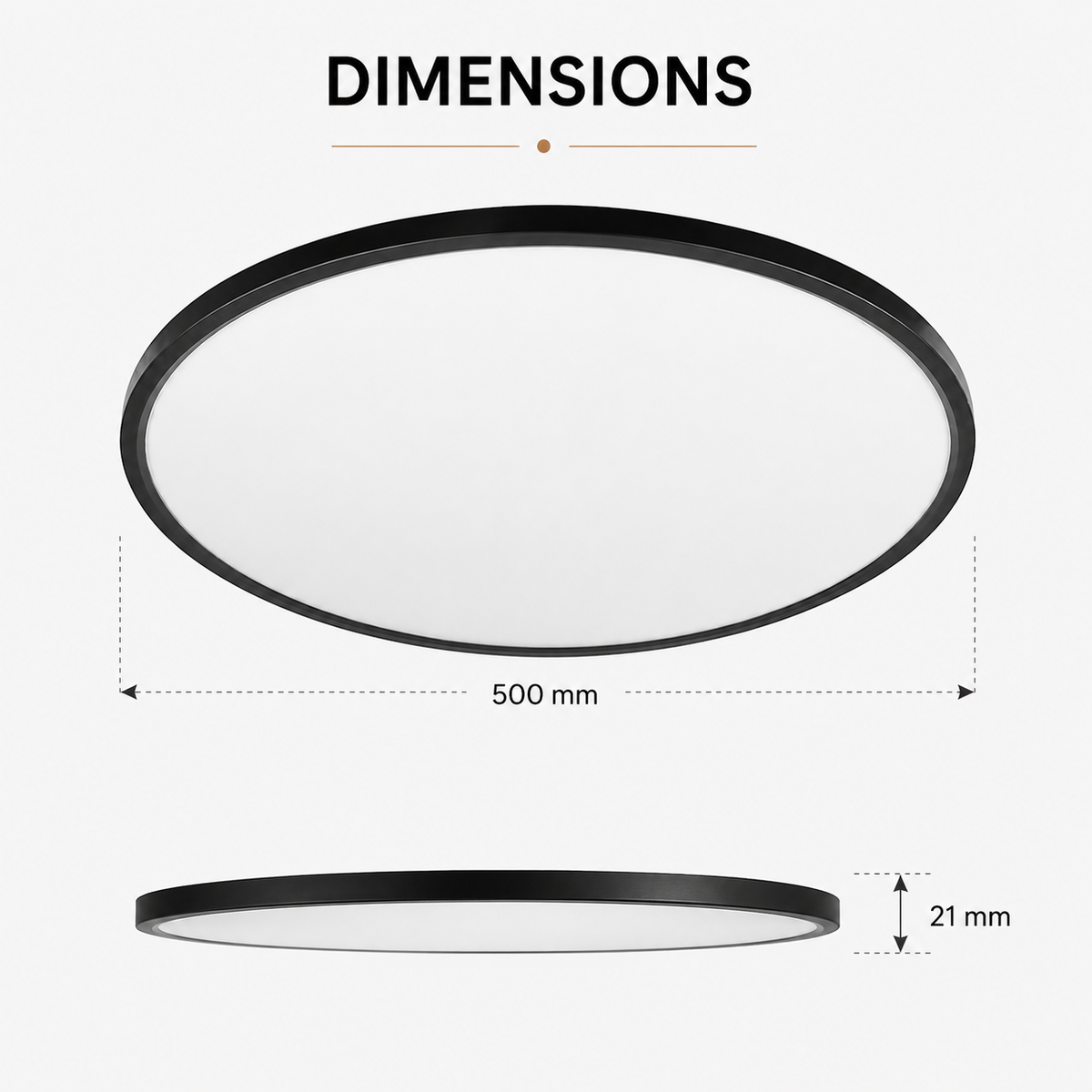 Plafonieră LED neagră Ø50 cm, 60 W, 4000 lm, 3 culori, IP44