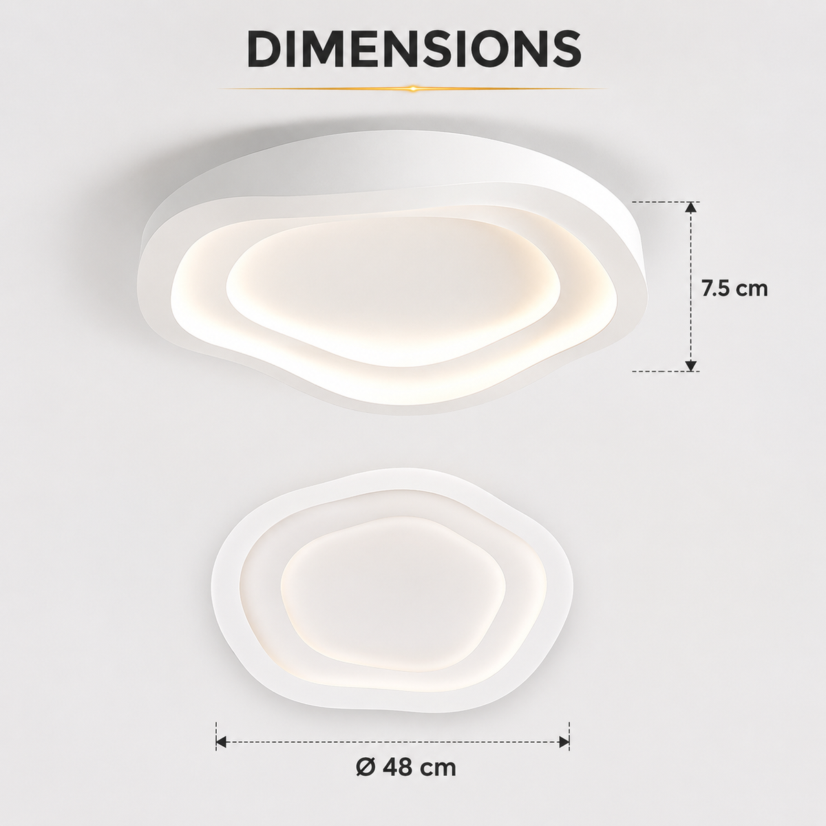 Plafonieră LED albă, 88 W, 5000 lm, 3000/4000/6500 K, Ø48 cm