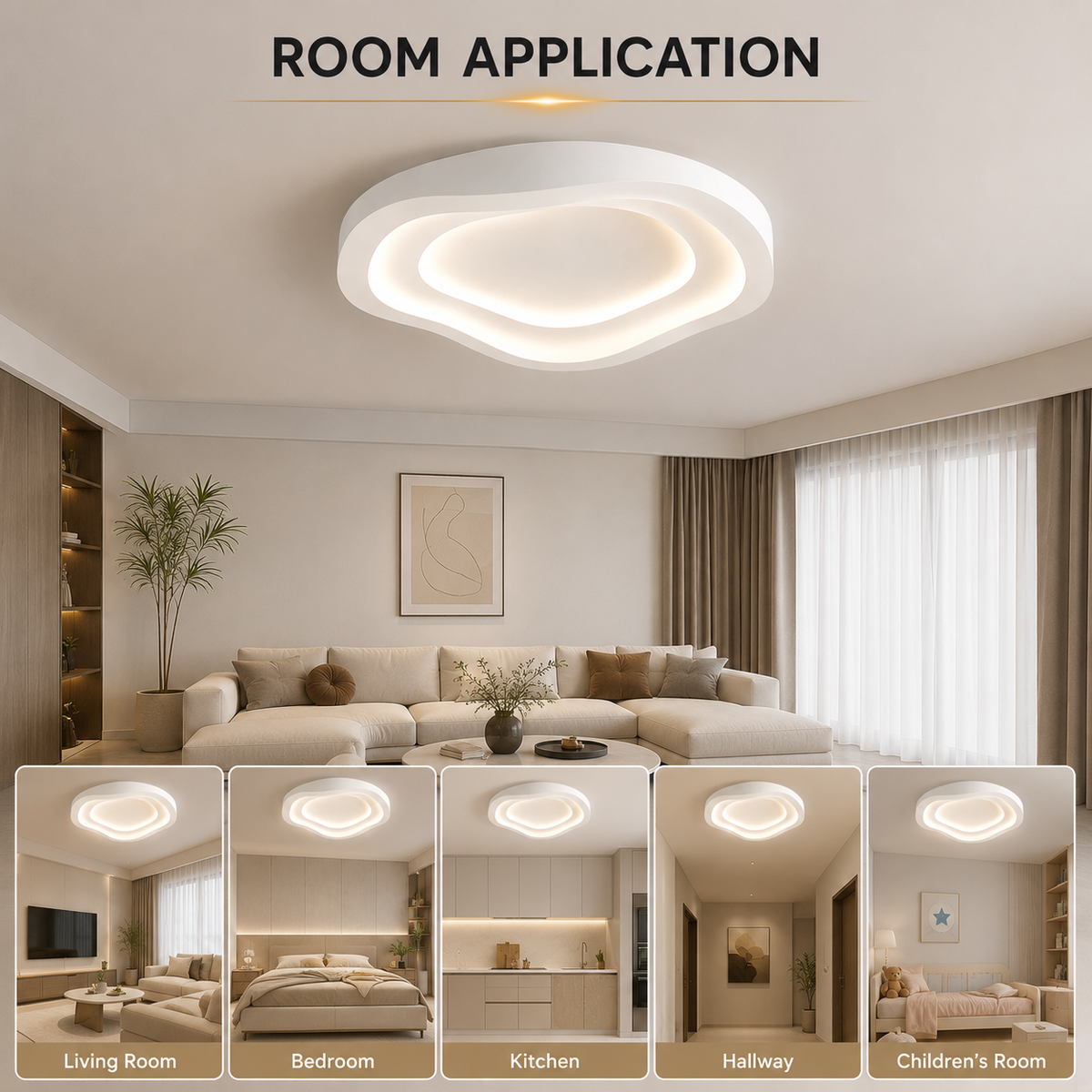 Plafonieră LED albă, 88 W, 5000 lm, 3000/4000/6500 K, Ø48 cm