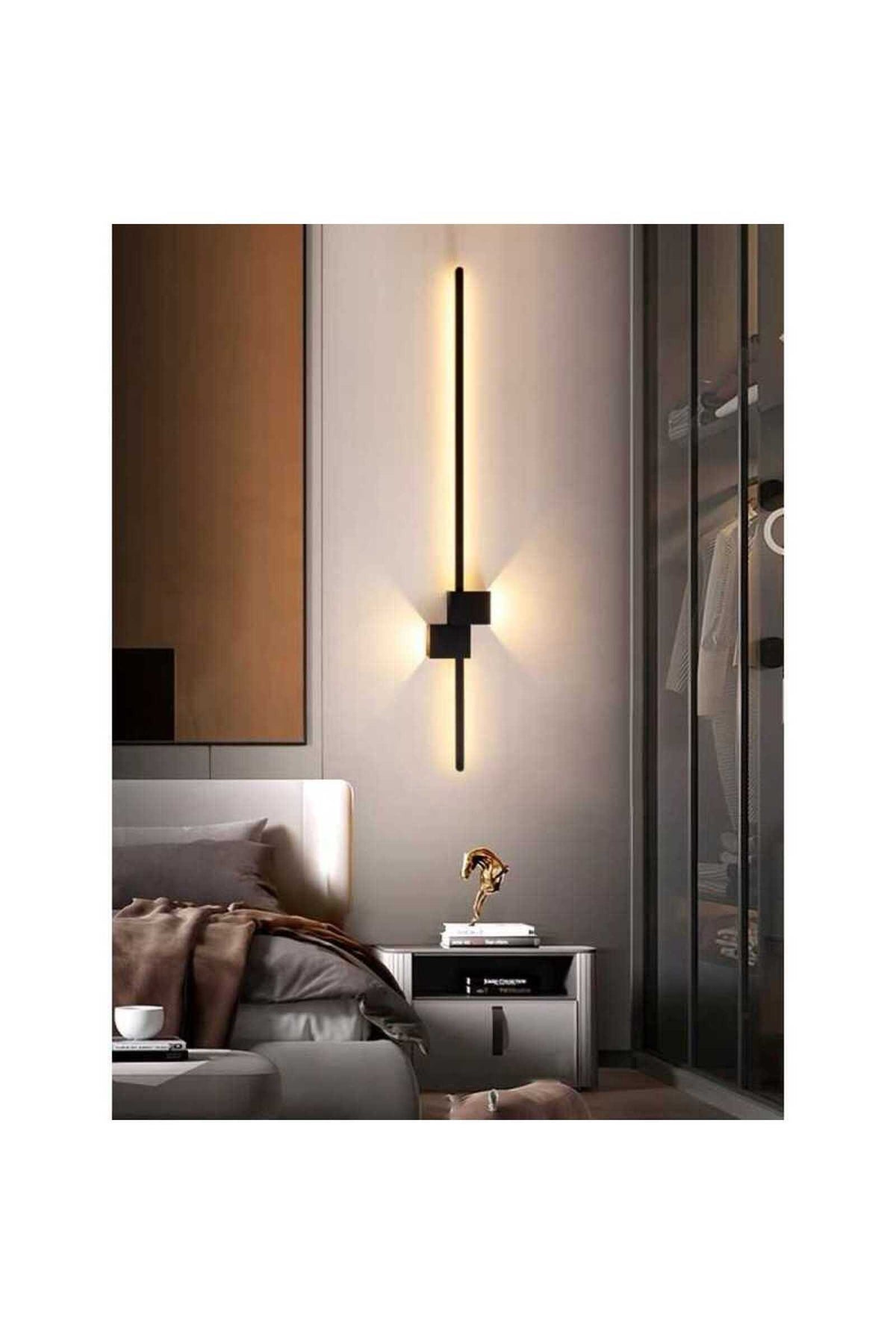 Aplica LED de perete neagră, 100 cm, 38 W, 3 temperaturi de culoare
