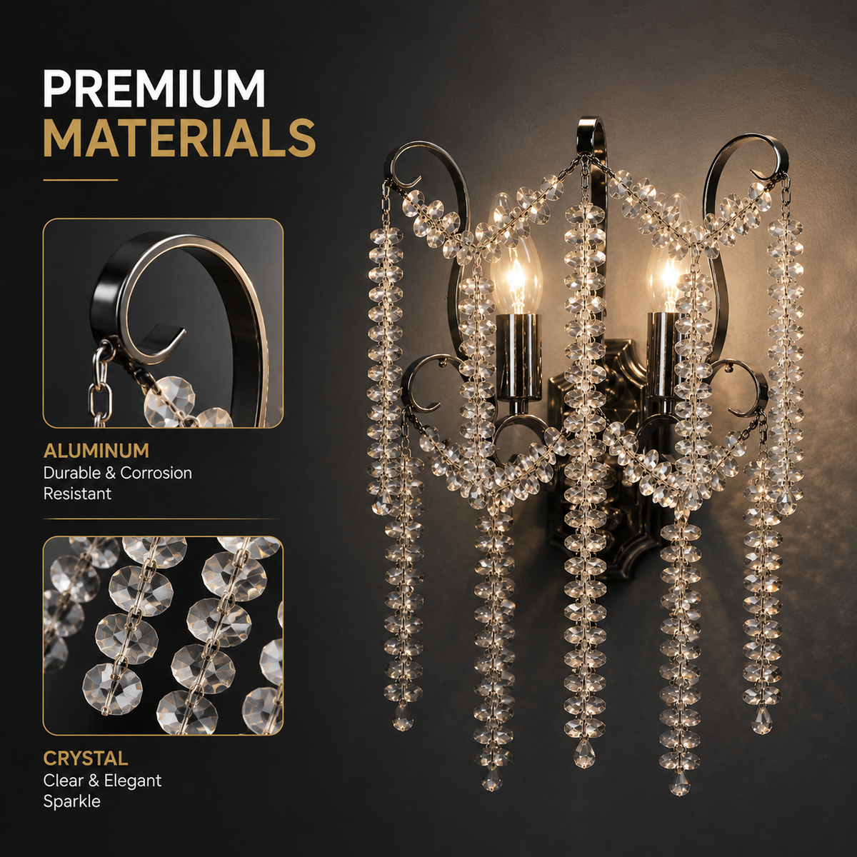 Aplică de perete modernă din cristal și sticlă, 2 x E14, max. 40 W