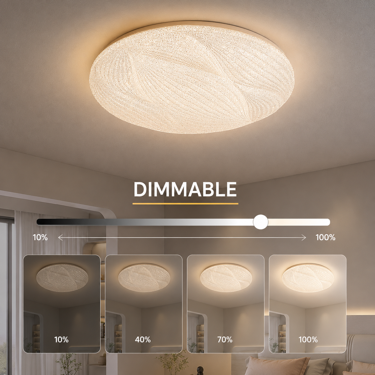 Plafonieră LED albă, 72 W, Ø35 cm, dimabilă cu telecomandă
