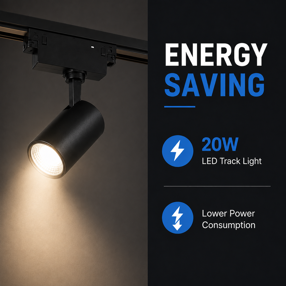 Spot LED pentru șină magnetică 48 V, 20 W, OSRAM, dimabil, 3 CCT, 2000 lm