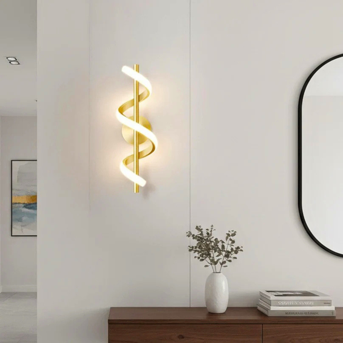 Aplică LED spiralată aurie, 15 W, 800 lm, 3 temperaturi de culoare