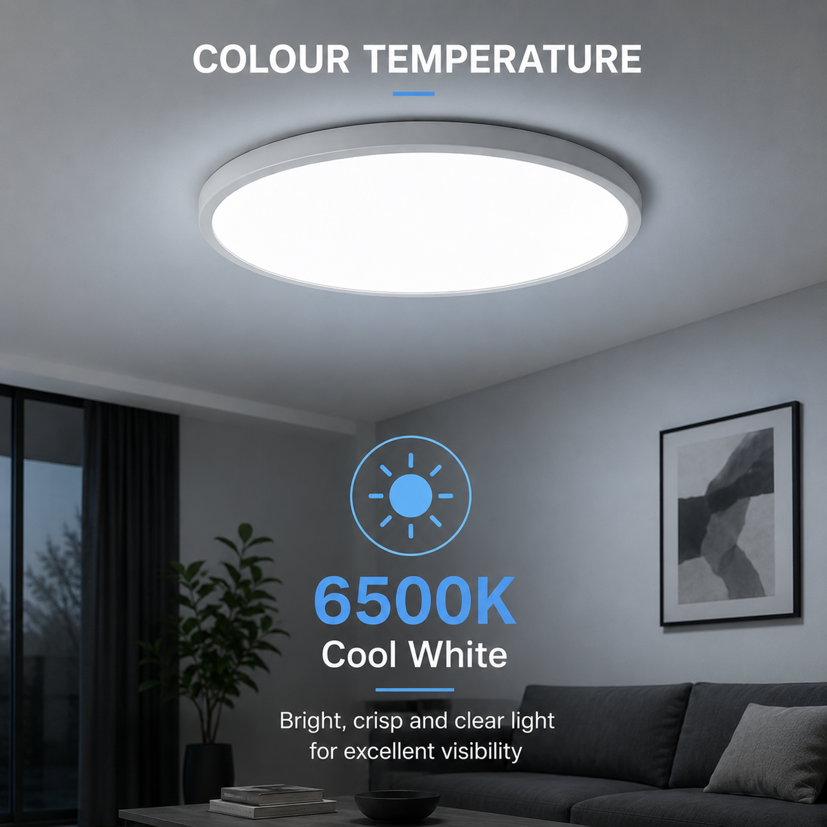 Plafonieră LED rotundă, 50 cm, 60 W, 4000 lm, 3 culori, IP44