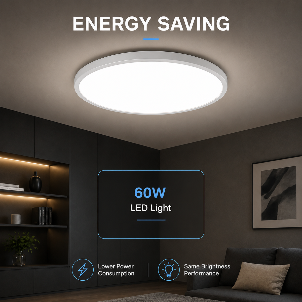 Plafonieră LED rotundă, 50 cm, 60 W, 4000 lm, 3 culori, IP44