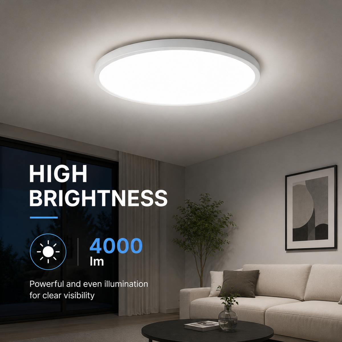 Plafonieră LED rotundă, 50 cm, 60 W, 4000 lm, 3 culori, IP44