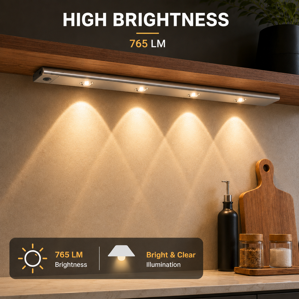Spot LED de 80 cm cu senzor de mișcare și 3 temperaturi de culoare