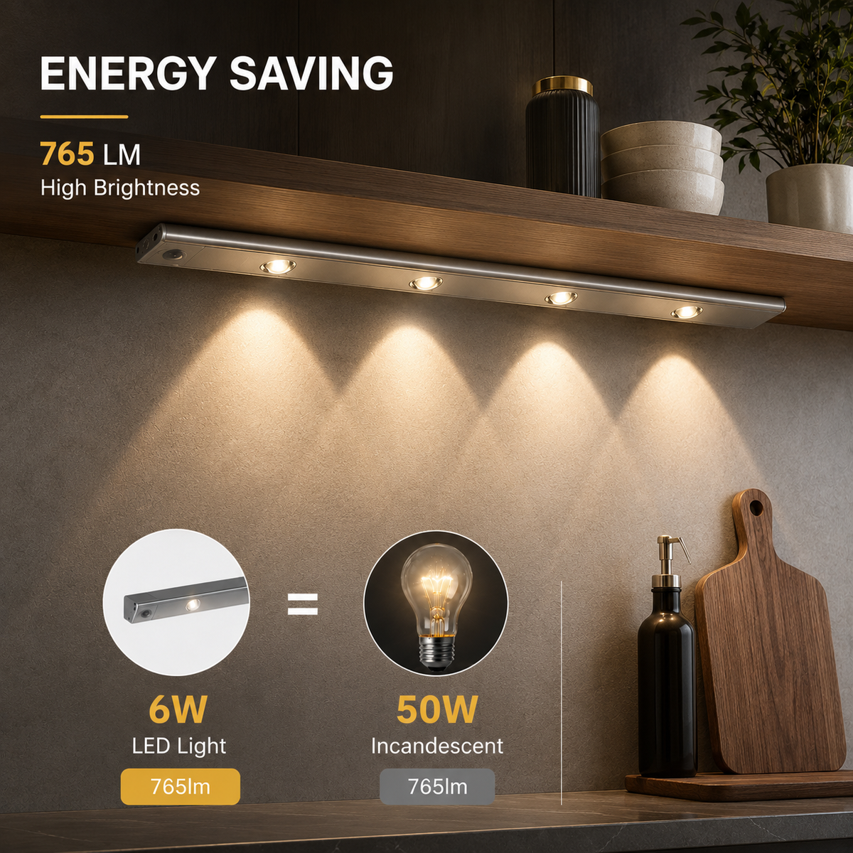 Spot LED de 80 cm cu senzor de mișcare și 3 temperaturi de culoare