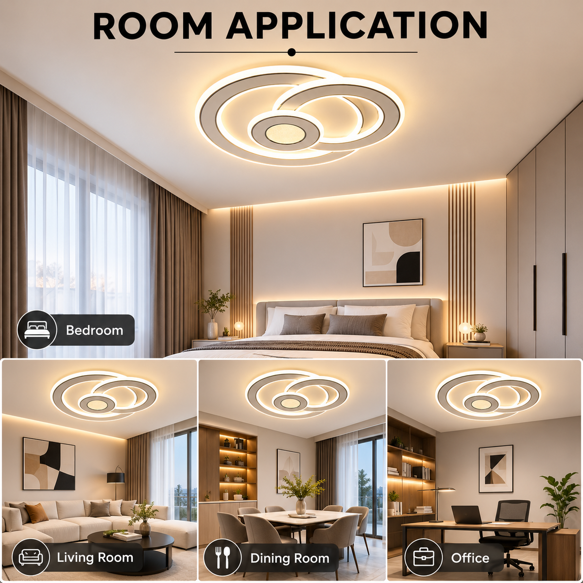 Plafonieră LED dimabilă cu Wi-Fi, telecomandă și 3 culori de lumină