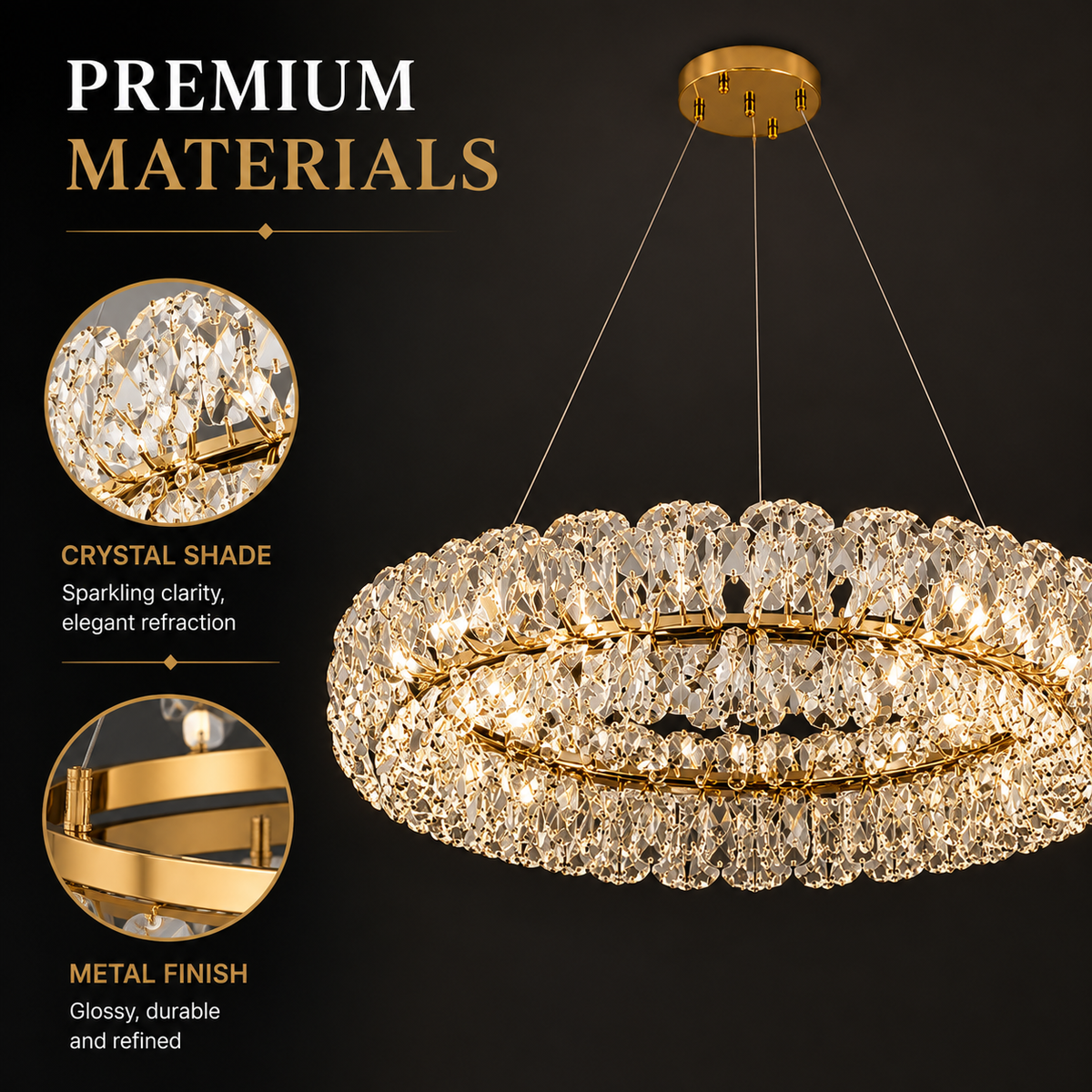 Plafonieră LED aurie modernă, 50 cm