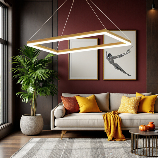 Plafonieră LED aurie, 80 × 40 cm, cu telecomandă